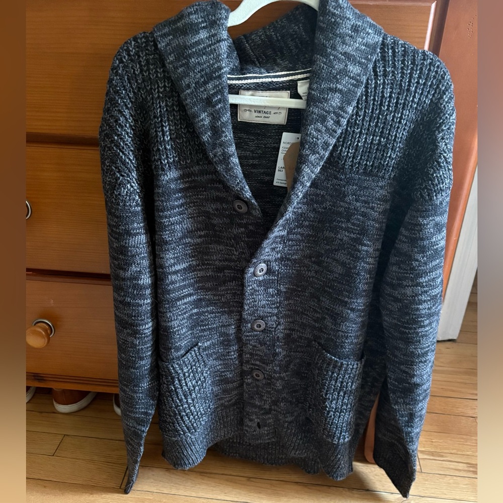 Weatherproof Vintage Men's Charcoal Cardigan Sweater